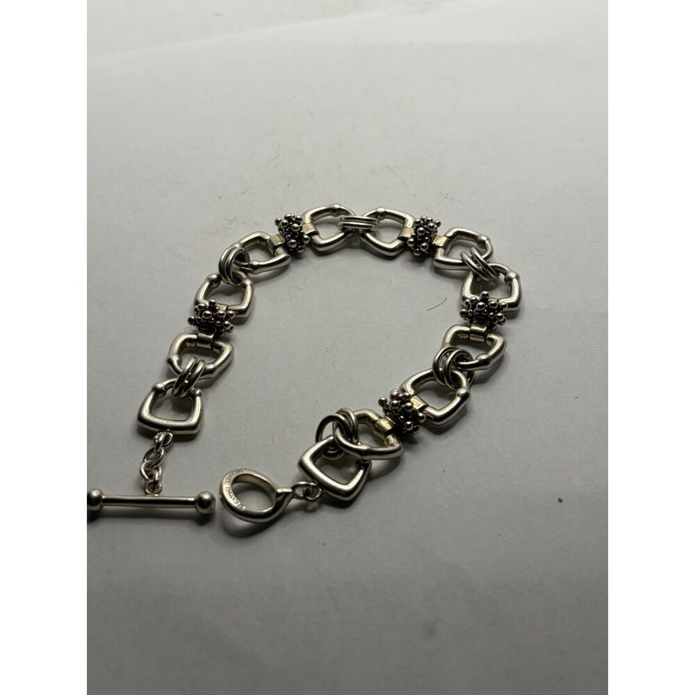 Michael Dawkins Bracelet 925 Sterling Silver Stirrup Link Toggle Closure 7.5"